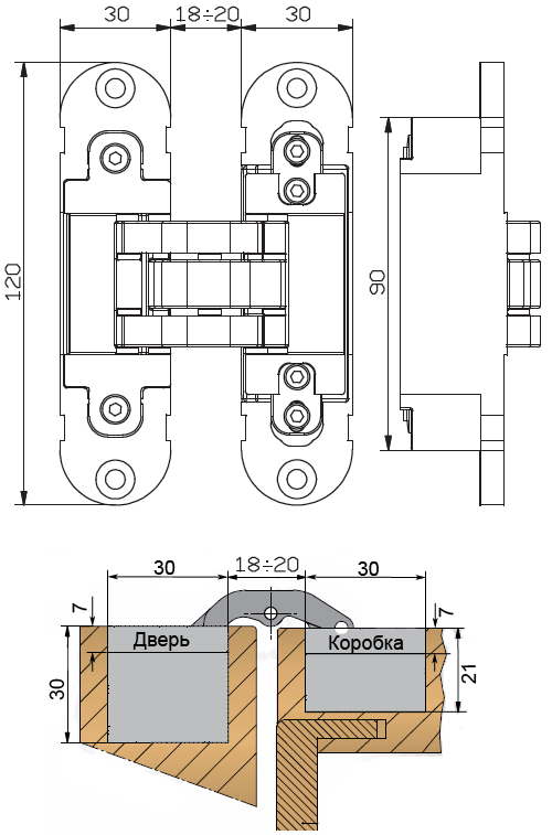 Установка скрытых петель для межкомнатных дверей